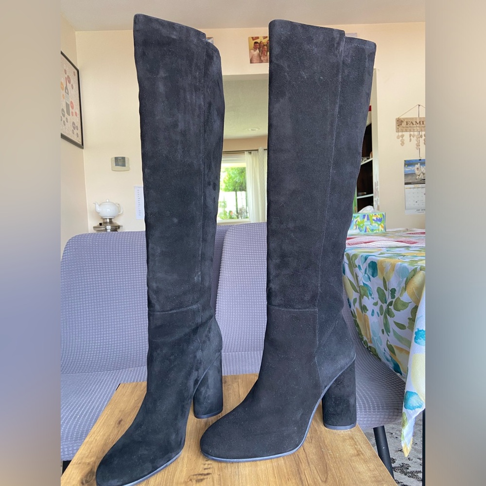 Stuart Weizman Suede Knee high Black Sock Boots Size 9